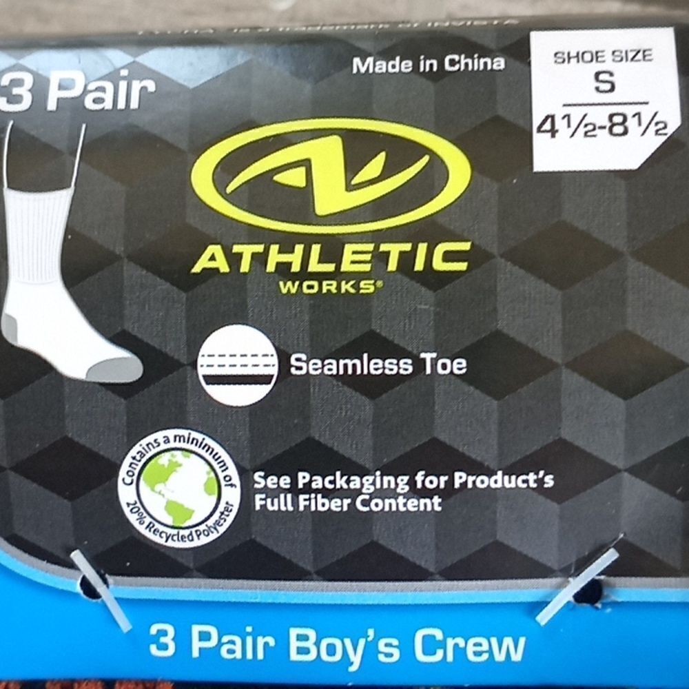 2 Packs Boys Crew Socks Size S - Picture 4 of 5